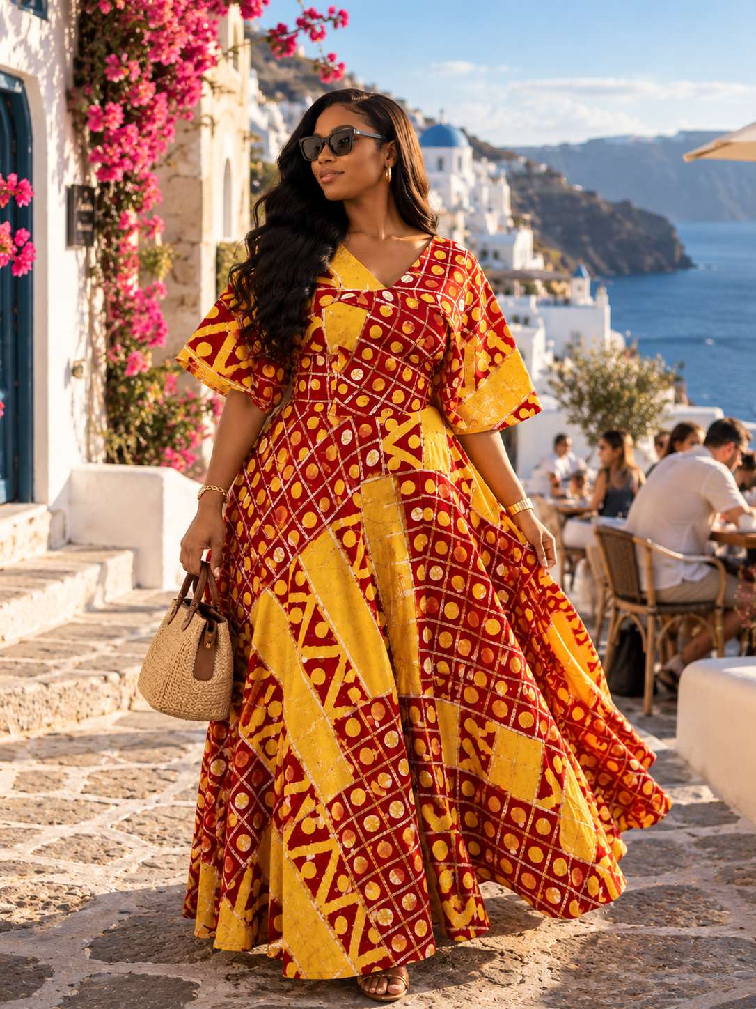 Red and Gold Ankara Flare Gown (3)